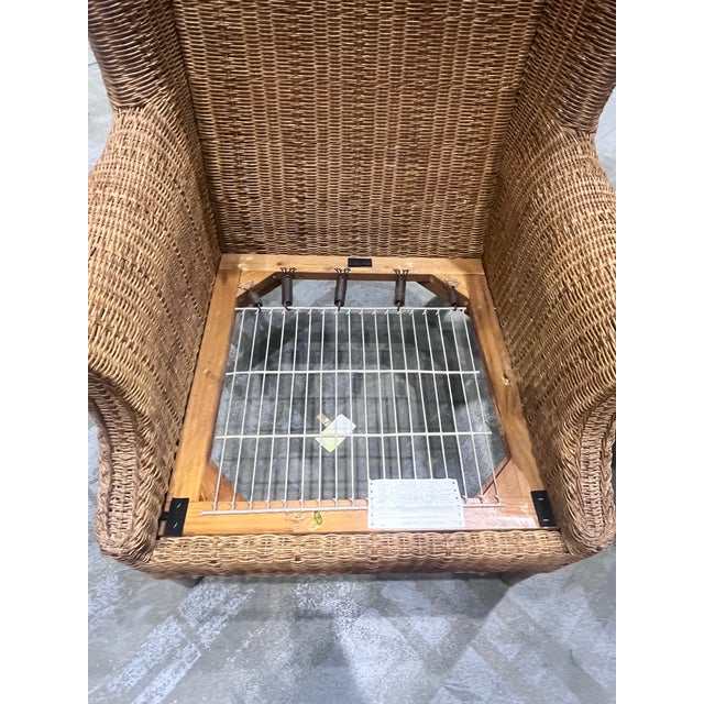 Pair of Large Wicker Wingback Chairs With Ottoman by Henry Link for Lexington Furniture 1972 For Sale - Image 9 of 12