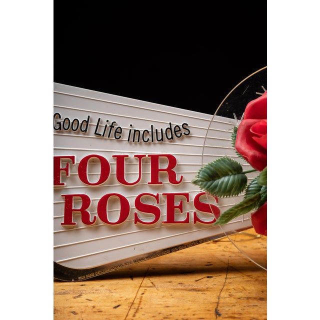 White Vintage "Four Roses" Lighted Sign Salesman Sample in Case For Sale - Image 8 of 15