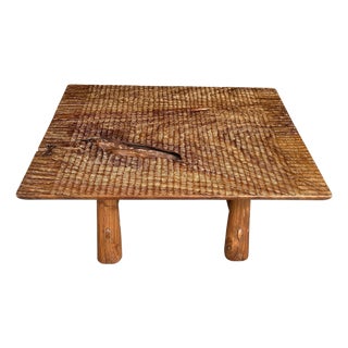 Andrianna Shamaris Minimalist Hand Carved Teak Wood Side Table or Coffee Table For Sale