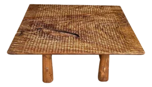 Andrianna Shamaris Minimalist Hand Carved Teak Wood Side Table or Coffee Table