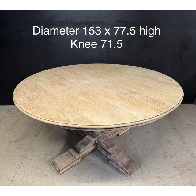 Large Farmhouse Round Dining Table in Oak, 1940 For Sale - Image 17 of 18
