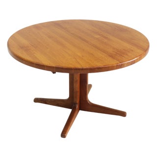 Vintage Danish Round Extendable Dining Table in Teak, 1960s For Sale