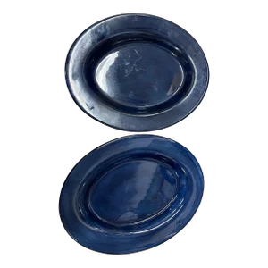 Vintage Blue Platters by Espana- Set of 2