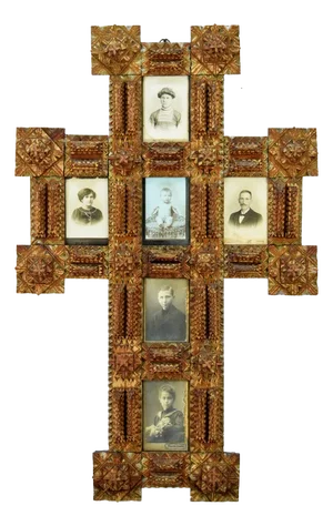 1900s Tramp Art Wood Frame
