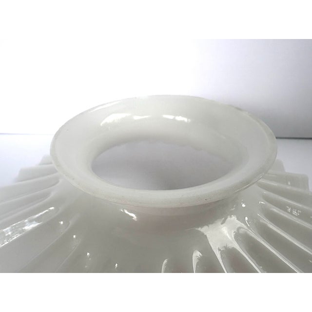 1900 - 1909 Early 20th Century White Milk Glass Pleated Petticoat Oil Lamp Shade For Sale - Image 5 of 9