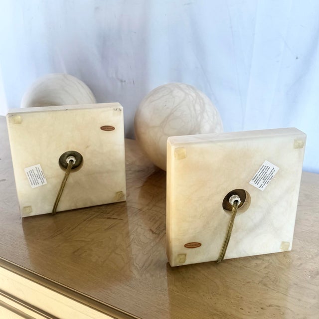 Glass Vintage Spanish Alabaster Crystal and Lucite Table Lamps - A Pair For Sale - Image 7 of 9