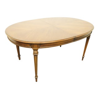 Century Furniture Walnut Italian Neoclassical 65" Oval Bookmatched Dining Table 201-312 For Sale