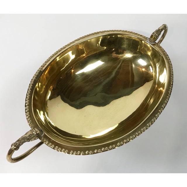 Vintage Brass Serpent Handle Compote For Sale - Image 4 of 6