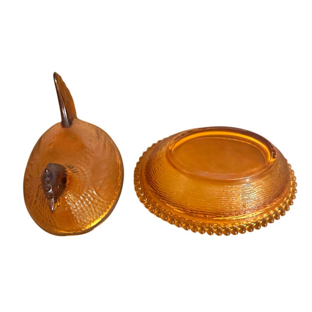 Metal Vintage Indiana Glass Amber Gold Hen on a Nest Covered Dish For Sale - Image 7 of 10