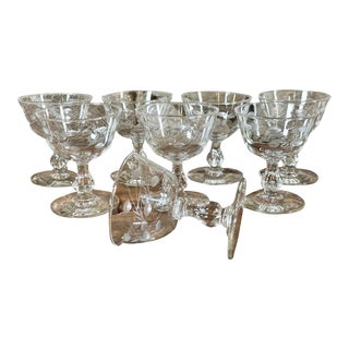 1970s Vintage Tall Sherbets/Champagne Coupes in Blown Glass- Set of 8 For Sale