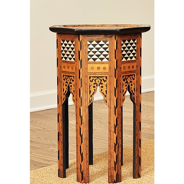 Antique Moroccan Side Table With Shell and Wood Inlay For Sale - Image 11 of 11