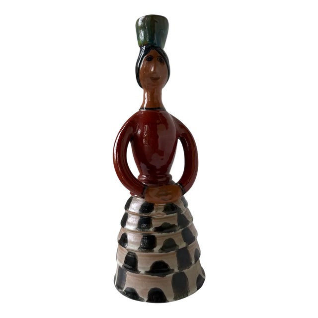 Ceramic Female Candleholder for Women from Soufflenheim, 1920s-1930s For Sale