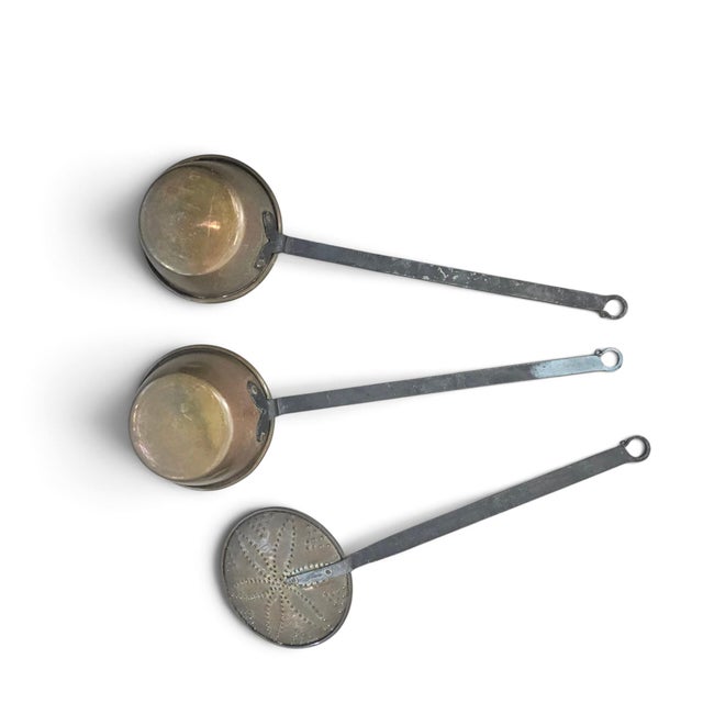 Metal Circa 1820 Continental Hand-Forged Wrought Iron Archelle With Three Utensils For Sale - Image 7 of 11