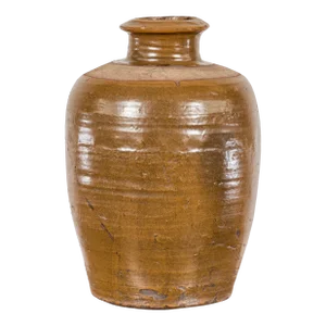 Japanese Tamba Tachikui Ware Brown Glaze Vase with Discreet Calligraphy
