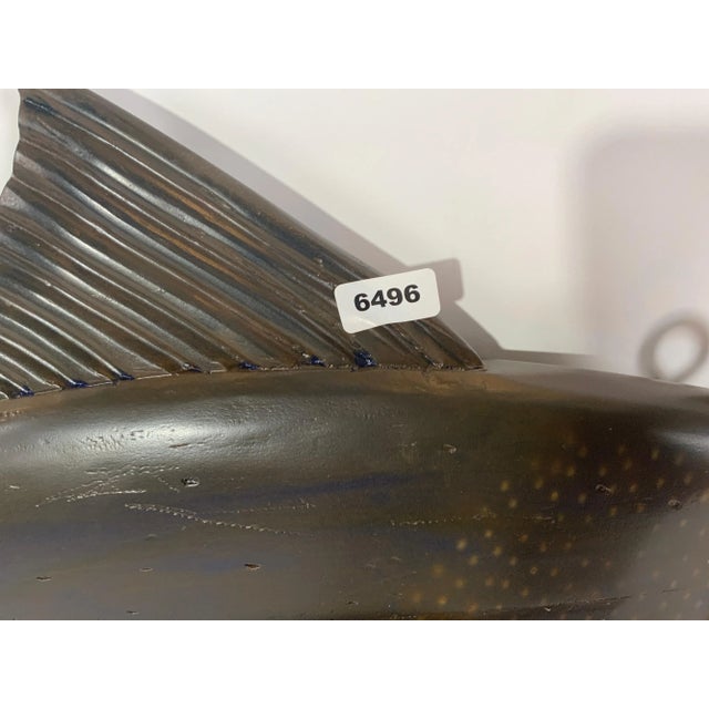 Wood Carved and Painted Tuna Fish Trade Sign For Sale - Image 7 of 10