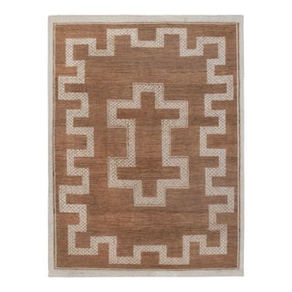 8x10Ft. Natural Brown Jute cream design Taureg Inspired Soumek Jute Hand Woven Rug For Sale