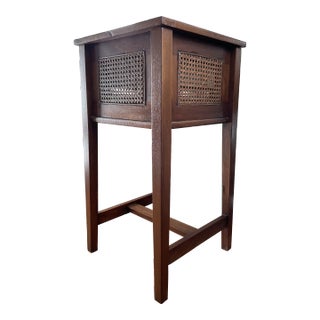 Vintage Walnut and Cane Jardiniere Planter For Sale