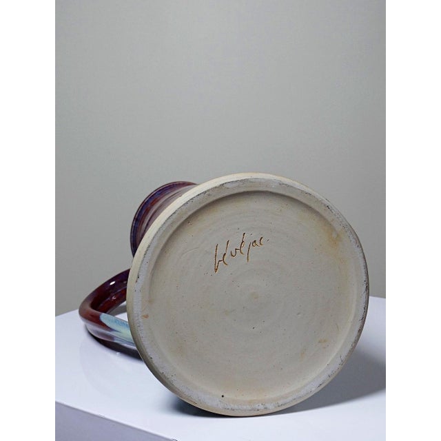 Large Flamed Oxblood Glazed Stoneware Art Jug by Michel Goldstyn for Lévéjac, 1990s For Sale - Image 14 of 15