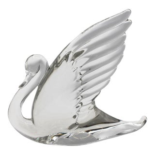 Circa 1947-1953 Heisey Clear Crystal Mold Blown Swan For Sale