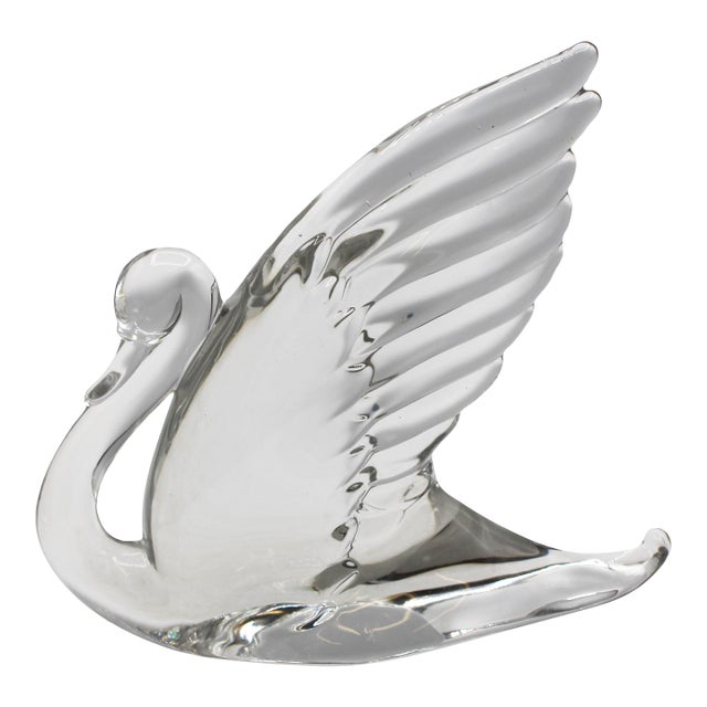 Circa 1947-1953 Heisey Clear Crystal Mold Blown Swan For Sale