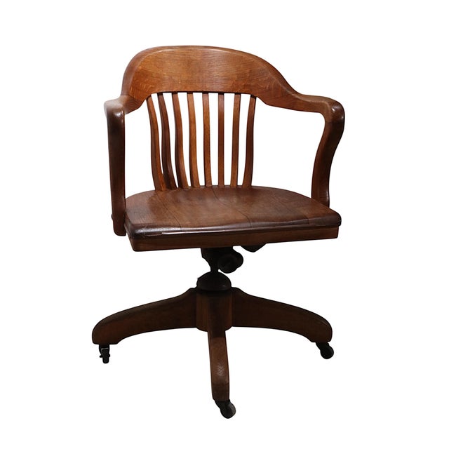 Vintage Bank of England Jury Style Swivel Tilt Office Desk Chair by Marcy- Morris For Sale - Image 16 of 17