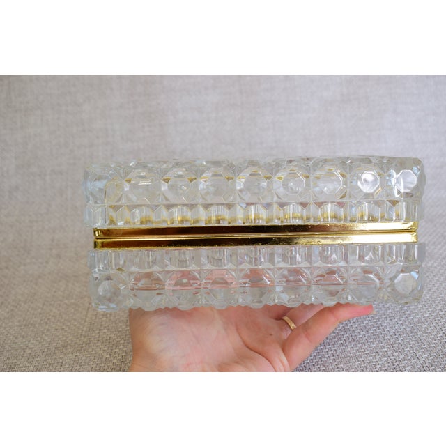 Crystal and Gold Frame Jewelry Box, 1950s For Sale - Image 3 of 12