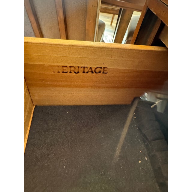 1970s Drexel Heritage Mid-Century Asian Modern Expanding Rolling Dry Bar Cabinet For Sale In Austin - Image 6 of 6
