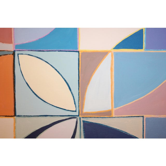 2026, Geometric Bauhaus Floral Painting on Canvas, Plucking Petals, Squares Grid by Natalia Roman For Sale - Image 4 of 8