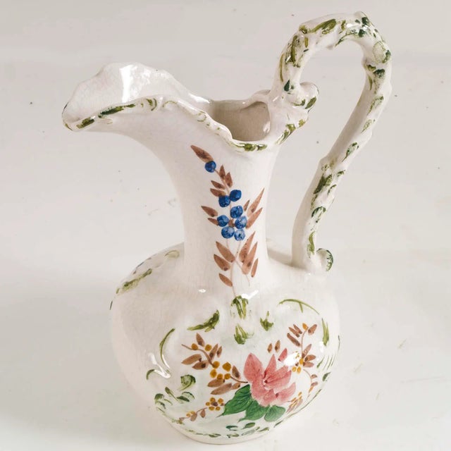 Ceramic Antique Floral Hand-Decorated Ceramic Jug For Sale - Image 7 of 7