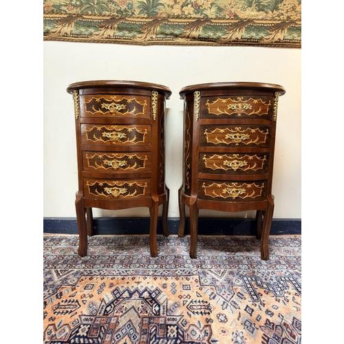 Marquetry Inlay Nightstands, Set of 2 For Sale - Image 6 of 6