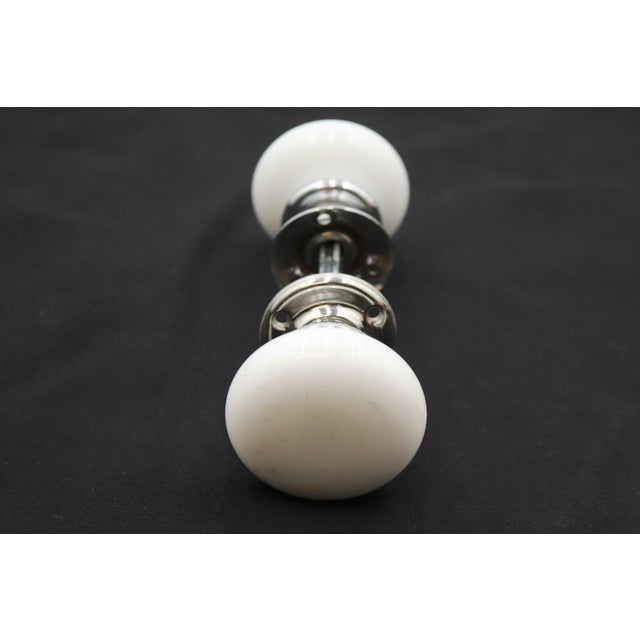 Metal Antique Milk Glass Chrome Passage Door Knob Set For Sale - Image 7 of 8