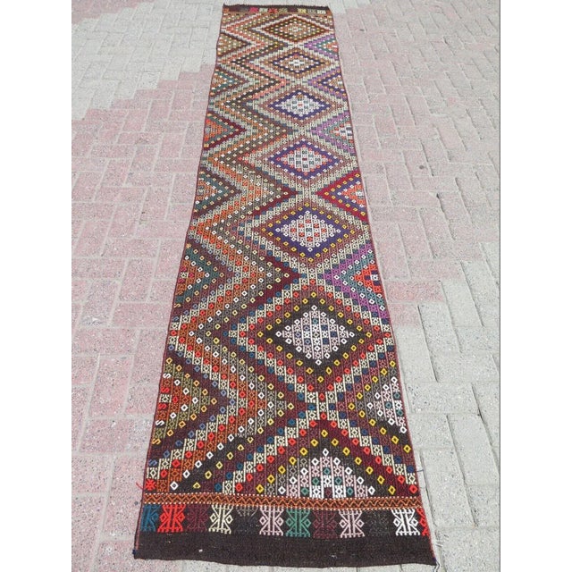 Vintage Turkish Handmade Kilim Rug - 28"x133" For Sale - Image 12 of 12
