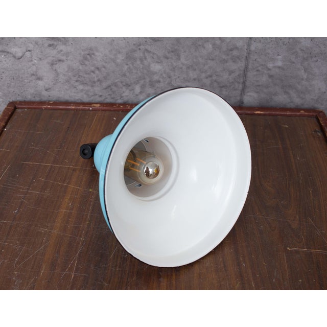 Metal Industrial Enamel Ceiling Lamp in Blue, 2000s For Sale - Image 7 of 9