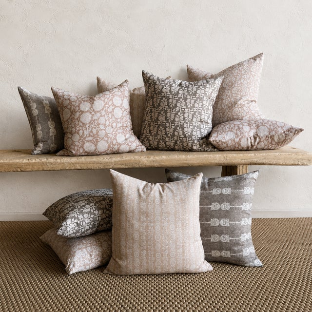 Gray Nadia Floral Linen Pillow For Sale - Image 8 of 9