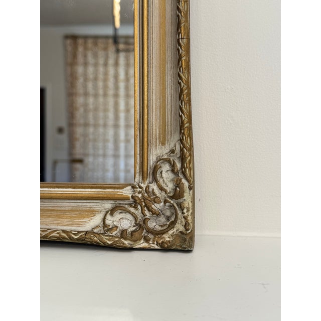 Wood Vintage French Provincial Soft Gold Solid Wood Wall Mirror For Sale - Image 7 of 12