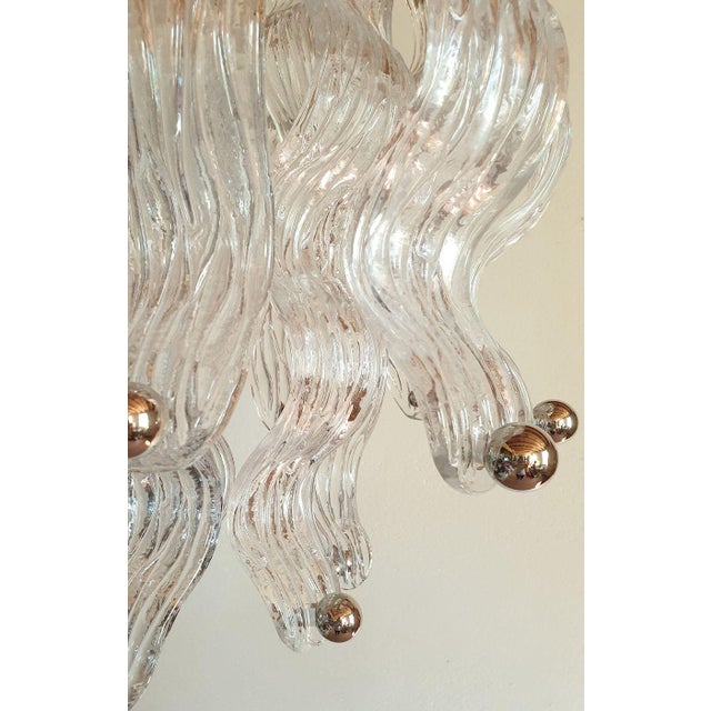 1970s Murano Glass and Chrome Chandelier, Mid Century Modern For Sale - Image 11 of 15