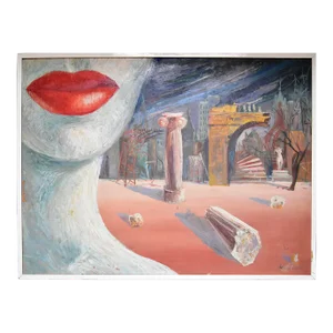 Mid Century Surrealist Oil Painting Signed Messa 1959