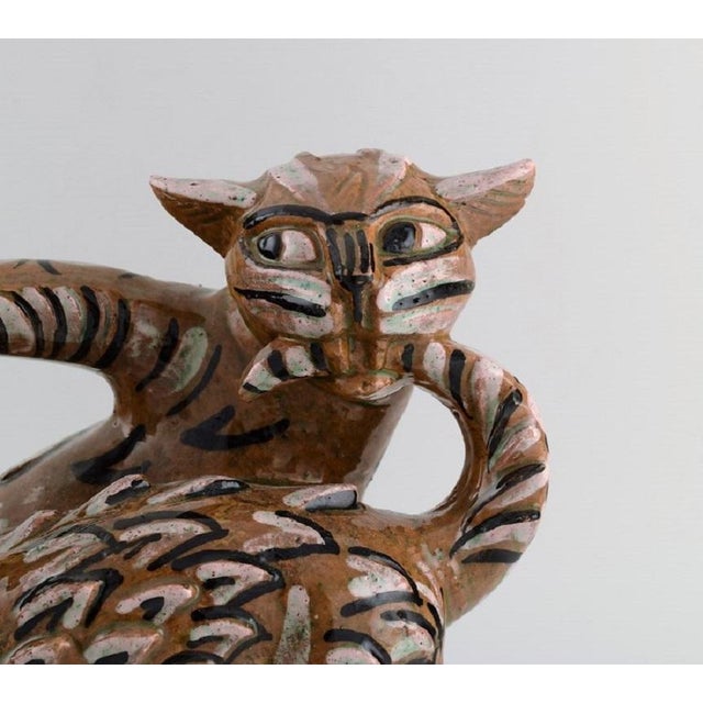 Brown Stoneware Cats Figure by Helge Christoffersen For Sale - Image 8 of 11