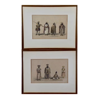 A Pair of 19th C. Engravings Depicting the Costumes and Weapons of Afghani Men by Dr. James Atkinson, 1843 For Sale