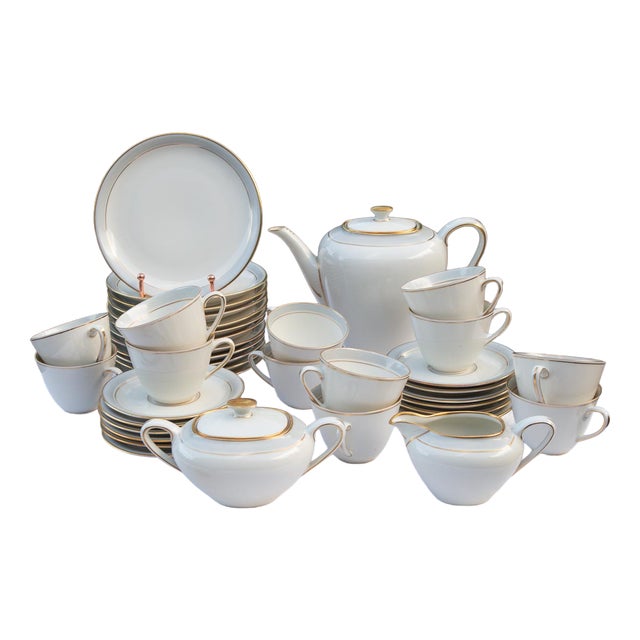 German Porcelain Coffee Service for 12 from Frisia, 1950s, Set of 39 For Sale