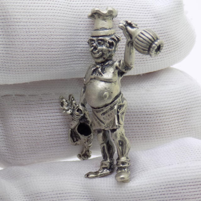 Silver Vintage Italian Handmade Genuine Silver Italian Chef Figurine Miniature For Sale - Image 8 of 10