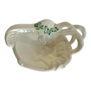 Art Nouveau Belleek Ireland Woman With Harp Porcelain Trinket Dish