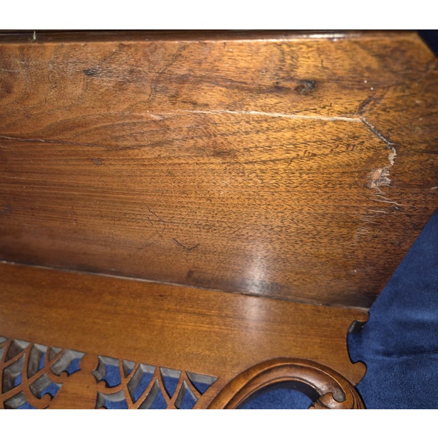 Late 19th Century Late 19th Century Antique Victorian Walnut Wall Mirror With Carved Pediment & Display Shelf For Sale - Image 5 of 8