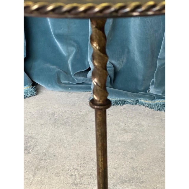 Ornate Gilt Iron Side Table With Hammered Top & Scrolled Legs For Sale - Image 10 of 12