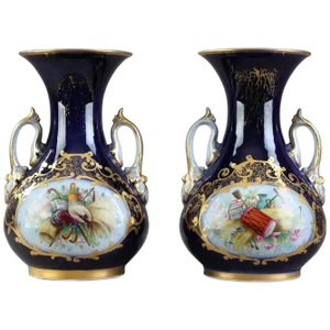 Mid 19th Century Valentine Porcelain Vases, Set of 2