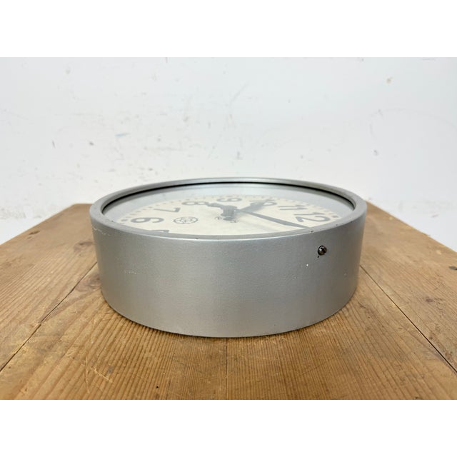 Industrial Grey Factory Wall Clock from Chronotechna, 1950s For Sale - Image 13 of 18