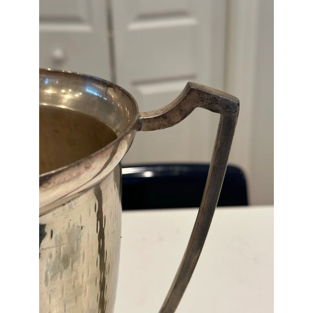 Shabby Chic Hammered Silvered Brass Trophy Vase For Sale - Image 9 of 10