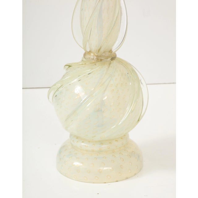 1960's mid-century modern Barovier E Toso Murano glass table lamp with brass hardware, in vintage original condition with...