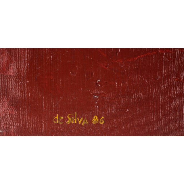 Textile Red and Black Abstract Expressionist - Tribute to Jose Guerrero by Ricardo De Silva For Sale - Image 7 of 8