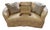 Vintage Sherrill Yellow Gold Foral Damask Tufted Sofa With Tuxedo Skirt & Throw Pillows For Sale